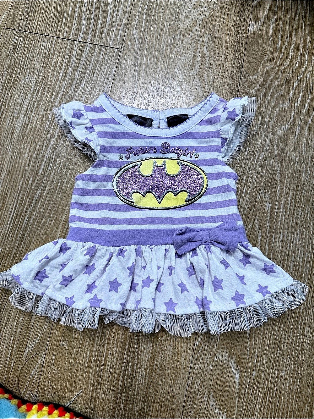 Batman Baby Newborn Purple Dress Like New